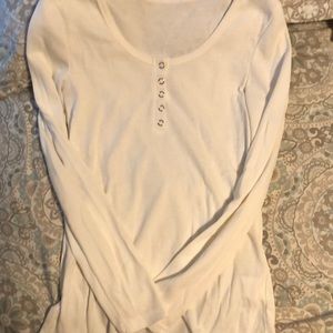 White long sleeve ribbed t shirt